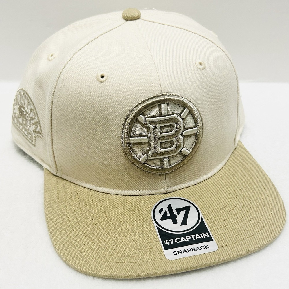 '47 Brand Boston Bruins Sierra Natural Captain Snapback Hat Cap Beige NHL Hockey